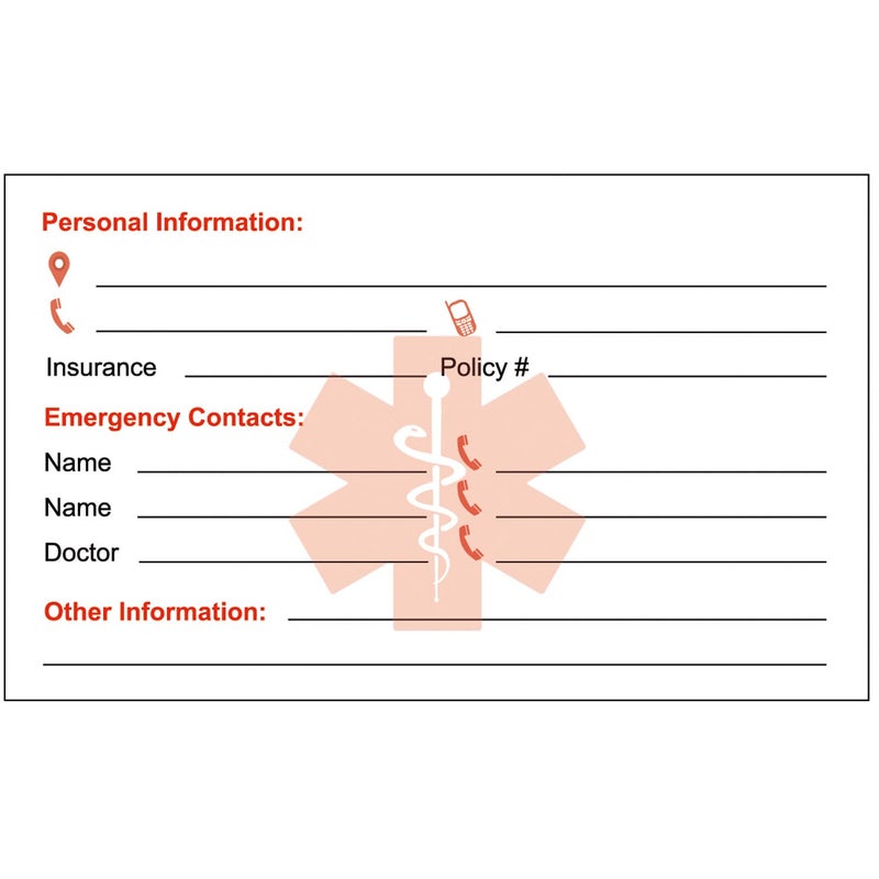 RXBC2011 Emergency Medical Information ID Card Pack of 5 - Image 4